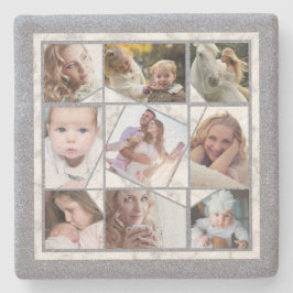 ファミリーフォトコラージュ9インスタグラム写真|大理石 ストーンコースター
