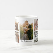 ファミリーフォトコラージュ9写真モノグラム簡単DIY コーヒーマグカップ (中央)