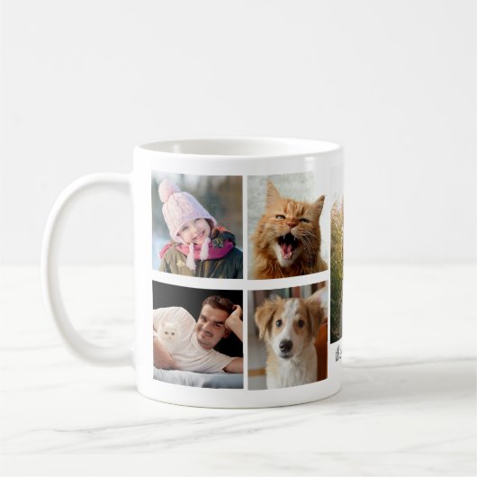 ファミリーフォトコラージュ9写真モノグラム簡単DIY コーヒーマグカップ (左)