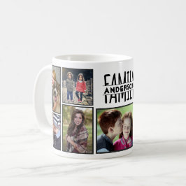 ファミリーフォトコラージュ9写真追加名簡単DIY コーヒーマグカップ