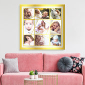 ファミリーフォトコラージュ9 Instagram Pic金ゴールドシルバー キャンバスプリント (インサイチュ (リビング))