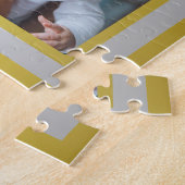 ファミリーフォトコラージュ9 Instagram Pic金ゴールドシルバー ジグソーパズル (側面)