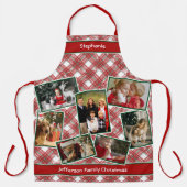 ファミリーフォトコラージュ&ネームクリスマスプレイドアプロ エプロン (正面)