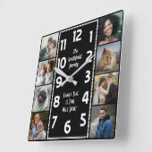ファミリーフォトコラージュ ブラックアンドホワイト アートデコ イージー スクエア壁時計 (傾斜)