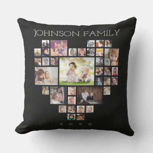 ファミリーフォトコラージュ(写真と文字のカスタマイズ) アウトドアクッション (正面)