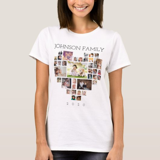 ファミリーフォトコラージュ(写真と文字のカスタマイズ) Tシャツ (正面)