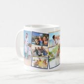 ファミリーフォトコラージュ – 7枚の写真とカスタム文字 コーヒーマグカップ (正面左)