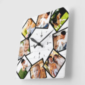 ファミリーフォトコラージョ素朴ンファームハウスホワイト スクエア壁時計 (傾斜)