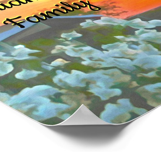 ファミリーフォトコラージルーフトップサンセット2295アートプリント ポスター (角)