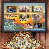 ファミリーフォトコラージルーフトップサンセット2295アートプリント ポスター