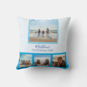 ファミリーフォトコラージングブルー装飾用クッション クッション (裏面)