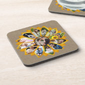 ファミリーフォトコラージースマフラワーバーラップ13写真簡単 コースター (左側)