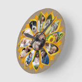 ファミリーフォトコラージースマフラワーバーラップ13写真簡単 ラウンド壁時計 (傾斜)