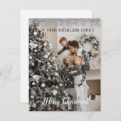 ファミリーフォトシルバーグリッタークリスマスカード シーズンカード (正面/裏面)