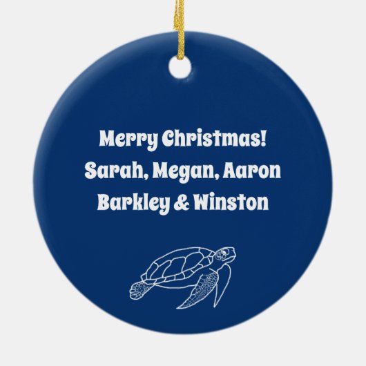 ファミリーフォトシータートルネービーブルー セラミックオーナメント (裏面)