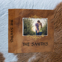 ファミリーフォトスクラップブックアルバムフェイクレザー