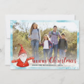 ファミリーフォトティール（緑がかった色）ブルーレッドかわいい格言クリスマス シーズンカード (正面)