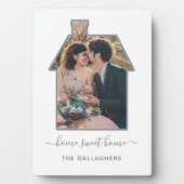 ファミリーフォトハウスシェイプ引っ越し祝いパーティー結婚ズギフト フォトプラーク (正面)