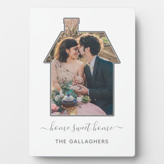 ファミリーフォトハウスシェイプ引っ越し祝いパーティー結婚ズギフト フォトプラーク (正面)
