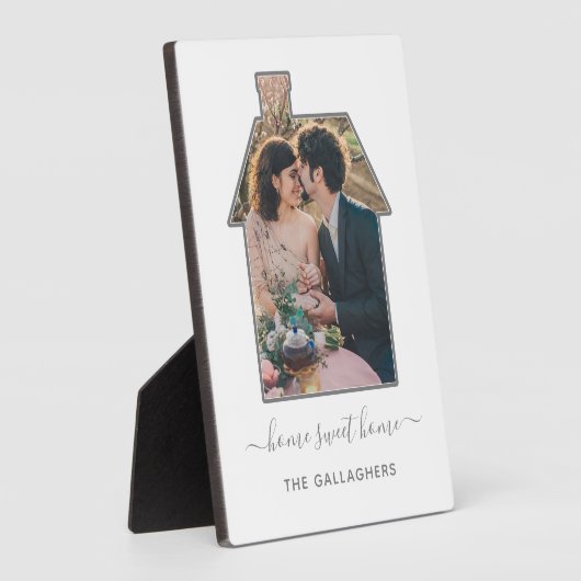 ファミリーフォトハウスシェイプ引っ越し祝いパーティー結婚ズギフト フォトプラーク (側面)