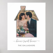 ファミリーフォトハウスシェイプ引っ越し祝いパーティー結婚ズギフト ポスター (正面)