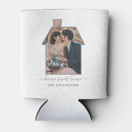 ファミリーフォトハウスシェイプ引っ越し祝いパーティー結婚ズギフト 缶クーラー (正面)