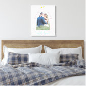 ファミリーフォトハウスシェイプ結婚引っ越し祝いパーティーズカワイイ キャンバスプリント (インサイチュ (寝室))