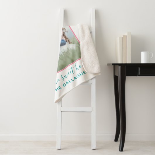 ファミリーフォトハウスシェイプ結婚引っ越し祝いパーティーズカワイイ シェルパブランケット (インサイチュ)