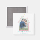 ファミリーフォトハウスシェイプ結婚引っ越し祝いパーティーズカワイイ マグネット (正面/裏面)