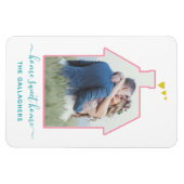 ファミリーフォトハウスシェイプ結婚引っ越し祝いパーティーズカワイイ マグネット (横)