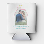 ファミリーフォトハウスシェイプ結婚引っ越し祝いパーティーズカワイイ 缶クーラー (正面)