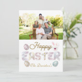 ファミリーフォトハッピーイースターカラフルタイポグラフィ シーズンカード (スタンド正面)