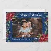 ファミリーフォトハッピーホリデイズボタニカルクリスマス シーズンカード (正面)