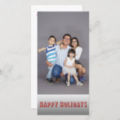 ファミリーフォトハッピーホリデーとカスタムバック文字 シーズンカード (正面/裏面)