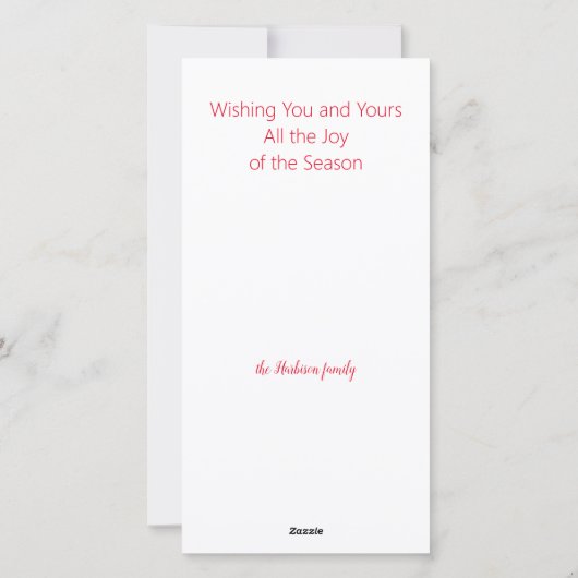 ファミリーフォトハッピーホリデーとカスタムバック文字 シーズンカード (裏面)