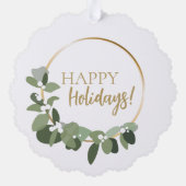 ファミリーフォトハッピーホリデーズユーカリリース オーナメントカード (裏面)