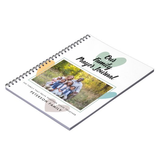 ファミリーフォトハートパーソナライズされた祈りの言葉仕訳帳 ノートブック (左側)