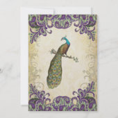 ファミリーフォトパープル&グリーンピーコッククリスマスカード シーズンカード (裏面)