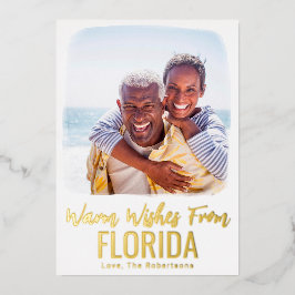 ファミリーフォトビーチクリスマスカード水彩箔 箔シーズンカード