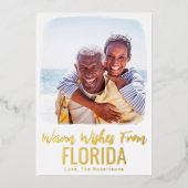 ファミリーフォトビーチクリスマスカード水彩箔 箔シーズンカード (正面)