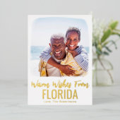 ファミリーフォトビーチクリスマスカード水彩箔 箔シーズンカード (立ち正面)