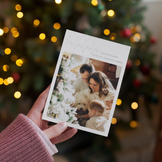 ファミリーフォトファララ |ハッピーホリデー 箔シーズンカード