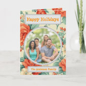 ファミリーフォトフローラホリディグリーティング カード (正面)