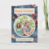 ファミリーフォトフローラホリディグリーティング カード (正面)