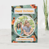 ファミリーフォトフローラホリディグリーティング カード (正面)