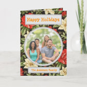 ファミリーフォトフローラホリディグリーティング カード (正面)