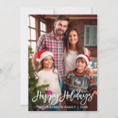 ファミリーフォトブモダンラシ台本ハッピーホリデー シーズンカード (正面)