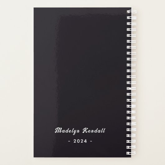 ファミリーフォトブラック&ホワイトパーソナライズされた プランナー手帳 (裏面)