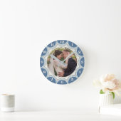 ファミリーフォトブルーコースト日が差すこと パーソナライズされた ラウンド壁時計 (ホーム)