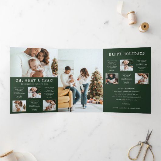 ファミリーフォトホリデートリフォールドカード 三つ折り招待状 (内部)